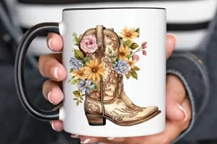 Western Floral Boots Sublimation PNG Clipart Product Image 2