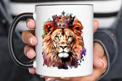 Watercolor King Lion Sublimation PNG Clipart Product Image 2