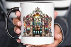 Stained Glass Old Building Sublimation PNG Clipart Product Image 2