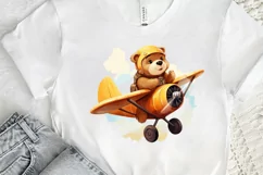 Cute Little Bear Flying On Plane PNG Clipart Product Image 2