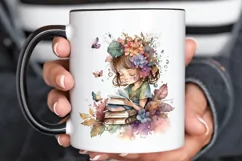 Watercolor Cute Bookworm Fairy PNG Clipart Product Image 3
