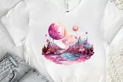 Watercolor Candy Planet Landscape PNG Clipart Product Image 2