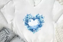 Ocean Heart Watercolor Sublimation PNG Clipart Product Image 2