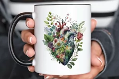 Watercolor Anatomical Floral Heart PNG Clipart Product Image 3