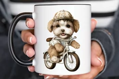 Puppy Riding Bike Sublimation PNG Clipart Product Image 2