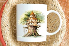 Fairy Tree House Watercolor PNG Clipart Product Image 2