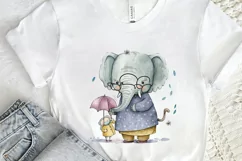 Watercolor Cute Elephant Grandma png clipart Product Image 2
