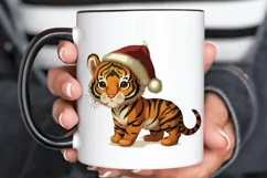 Watercolor Christmas Cute Tiger PNG Clipart Product Image 3