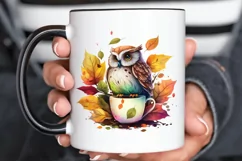 Watercolor Cute Owl with a Cup PNG Clipart Product Image 3