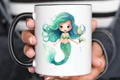Cute Mermaid Watercolor PNG Clipart Product Image 2