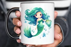 Cute Mermaid Watercolor PNG Clipart Product Image 2