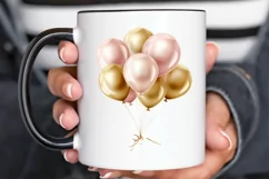 Gold Chrome and Pink Balloons PNG Clipart Product Image 3