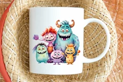 Cute Monster Family Watercolor PNG Clipart Product Image 2