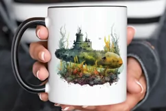 Watercolor Submarine PNG Clipart Product Image 3