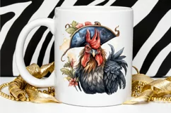 Rooster Pirate Watercolor Sublimation PNG Clipart Product Image 2