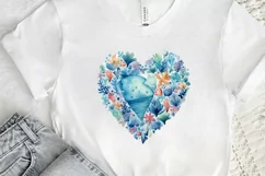 Ocean Heart Watercolor Sublimation PNG Clipart Product Image 2