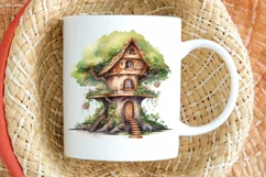 Fairy Tree House Watercolor PNG Clipart Product Image 2