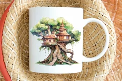 Fairy Tree House Watercolor PNG Clipart Product Image 2