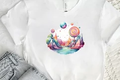 Watercolor Candy Planet Landscape PNG Clipart Product Image 2