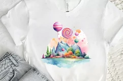 Watercolor Candy Planet Landscape PNG Clipart Product Image 2