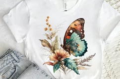 Retro Butterfly Floral clipart png clipart Product Image 2