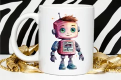 Robot Boy Watercolor Sublimation PNG Clipart Product Image 2