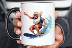 Funny Grandpa Surfing PNG Clipart Product Image 2
