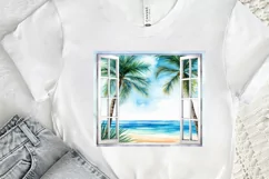 Ocean Window Watercolor PNG Clipart Product Image 2