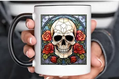 Flower Skull Stained Glass Sublimation PNG Clipart Product Image 3
