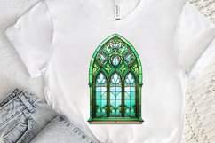 Emerald Stained Glass Arched Window PNG Clipart Product Image 3