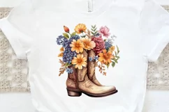 Western Floral Boots Sublimation PNG Clipart Product Image 3