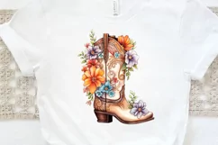 Western Floral Boots Sublimation PNG Clipart Product Image 3