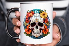 Flower Skull Stained Glass Sublimation PNG Clipart Product Image 3