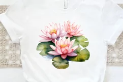 Lotus Flowers Watercolor Sublimation PNG Clipart Product Image 2