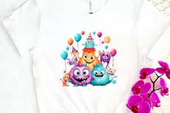 Cute Monsters On Birthday Sublimation PNG Clipart Product Image 3