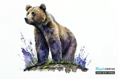 Watercolor Grizzly Bear PNG Clipart Product Image 1