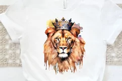 Watercolor King Lion Sublimation PNG Clipart Product Image 3