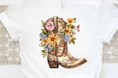 Western Floral Boots Sublimation PNG Clipart Product Image 3