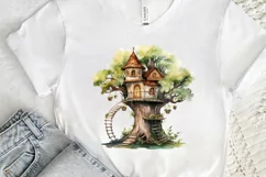 Fairy Tree House Watercolor PNG Clipart Product Image 3