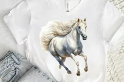Beautiful White Horse Watercolo PNG Clipart Product Image 3
