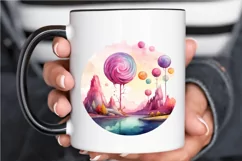 Watercolor Candy Planet Landscape PNG Clipart Product Image 3