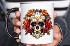 Flower Skull Stained Glass Sublimation PNG Clipart Product Image 3