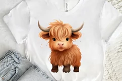 Baby Highland Cow Illustrations PNG Clipart Product Image 3
