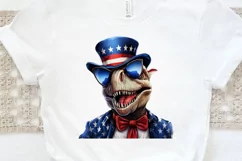 Funny 4th of July T-rex Sublimation PNG Clipart Product Image 3