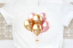 Gold Chrome and Pink Balloons PNG Clipart Product Image 2
