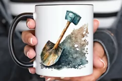 Watercolor Miner Pick Shovel PNG Clipart Product Image 3