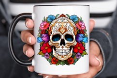 Flower Skull Stained Glass Sublimation PNG Clipart Product Image 3