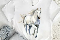 Beautiful White Horse Watercolo PNG Clipart Product Image 3