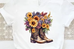 Western Floral Boots Sublimation PNG Clipart Product Image 3