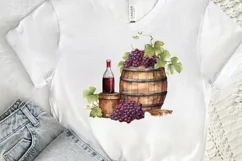 Vintage Grape Wine Bottle and Barrel PNG Clipart Product Image 3